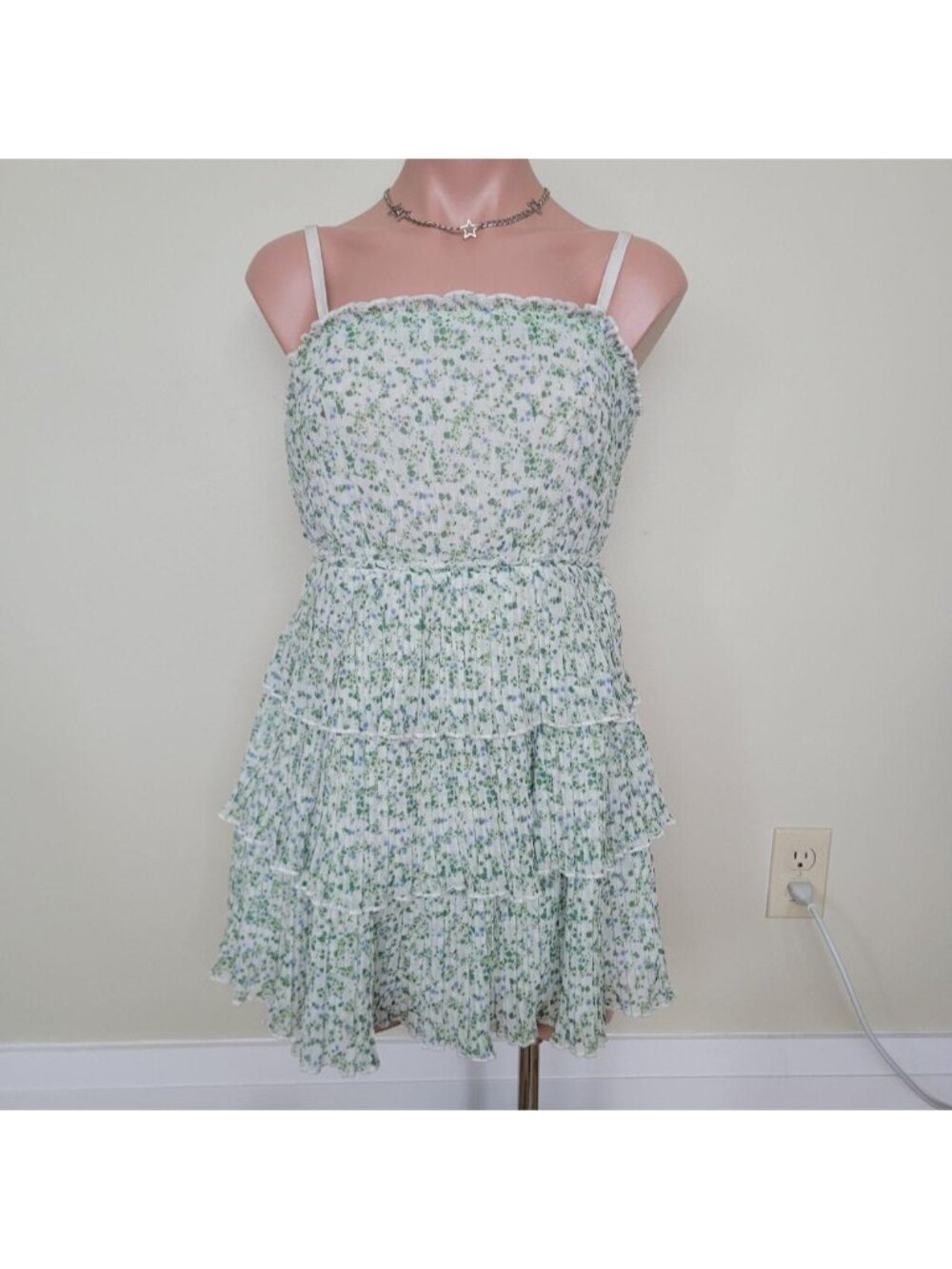 Klesis Fairycore Floral Layered Mini Tank Top Dress Aesthetic Gift (M)